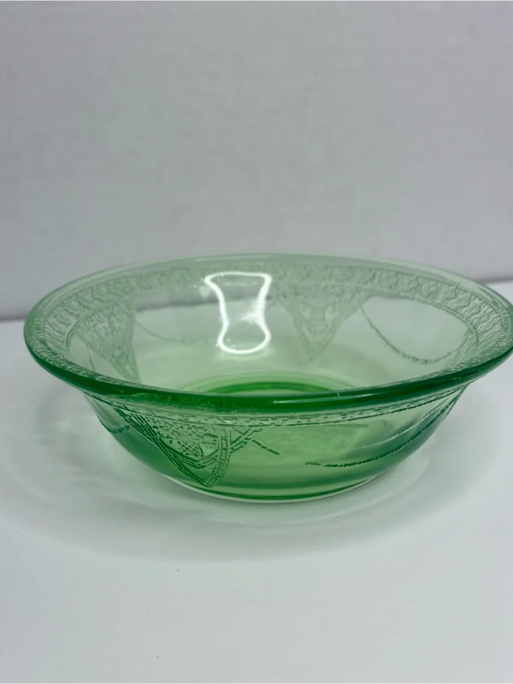 Vintage Uranium Green Federal Georgian Lovebirds Small Berry And Dessert Bowl